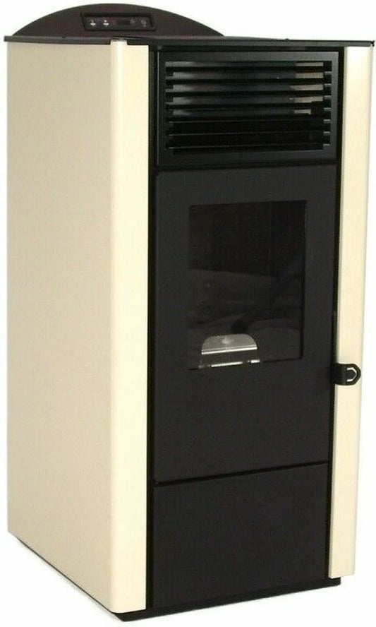Pelletofen 9,5kW Pelletkamin Pelletheizung Kaminofen A+ Holzofen elfenbein 56301