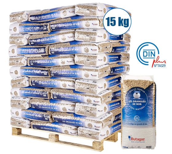 Holzpellets Butagaz, Palette mit 66 Säcken à 15 kg